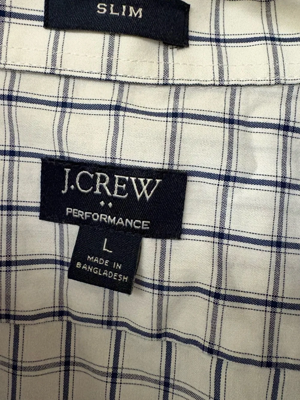 J. Crew White Dress Shirt with Blue Windowpane Grid